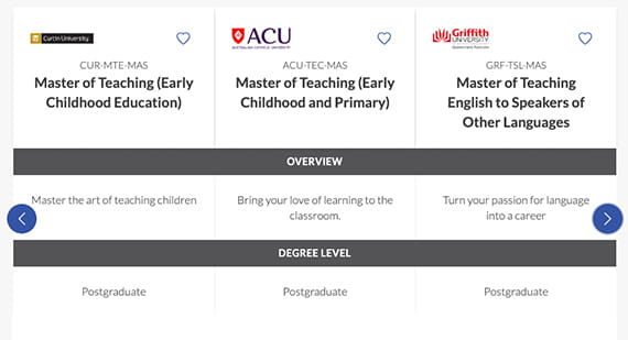 Open Universities Australia course comparison tool